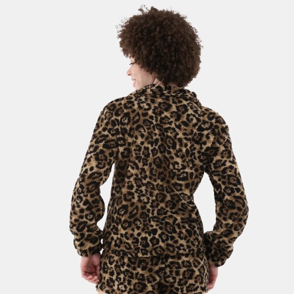 Half Zip Plush Pullover, Leopard - Picture 2 of 7